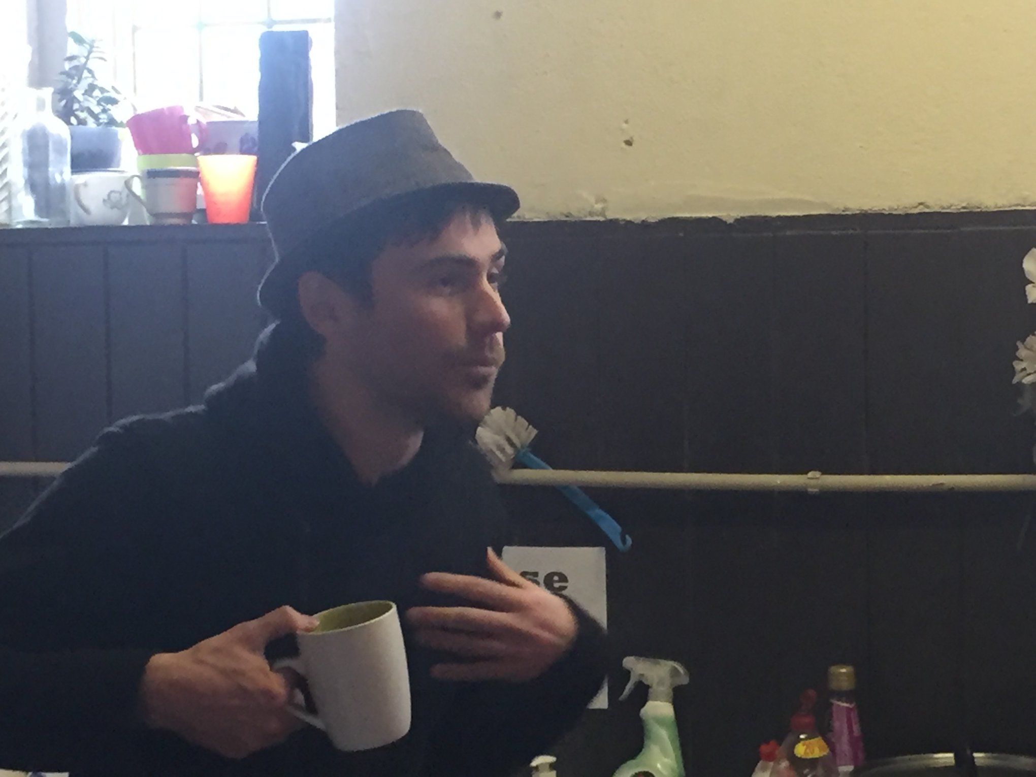 Actor mid-performance